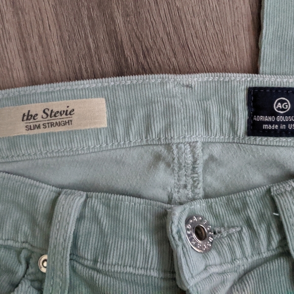 Ag Jeans Mint Green Stevie Slim Corduroys 26R - Picture 5 of 9